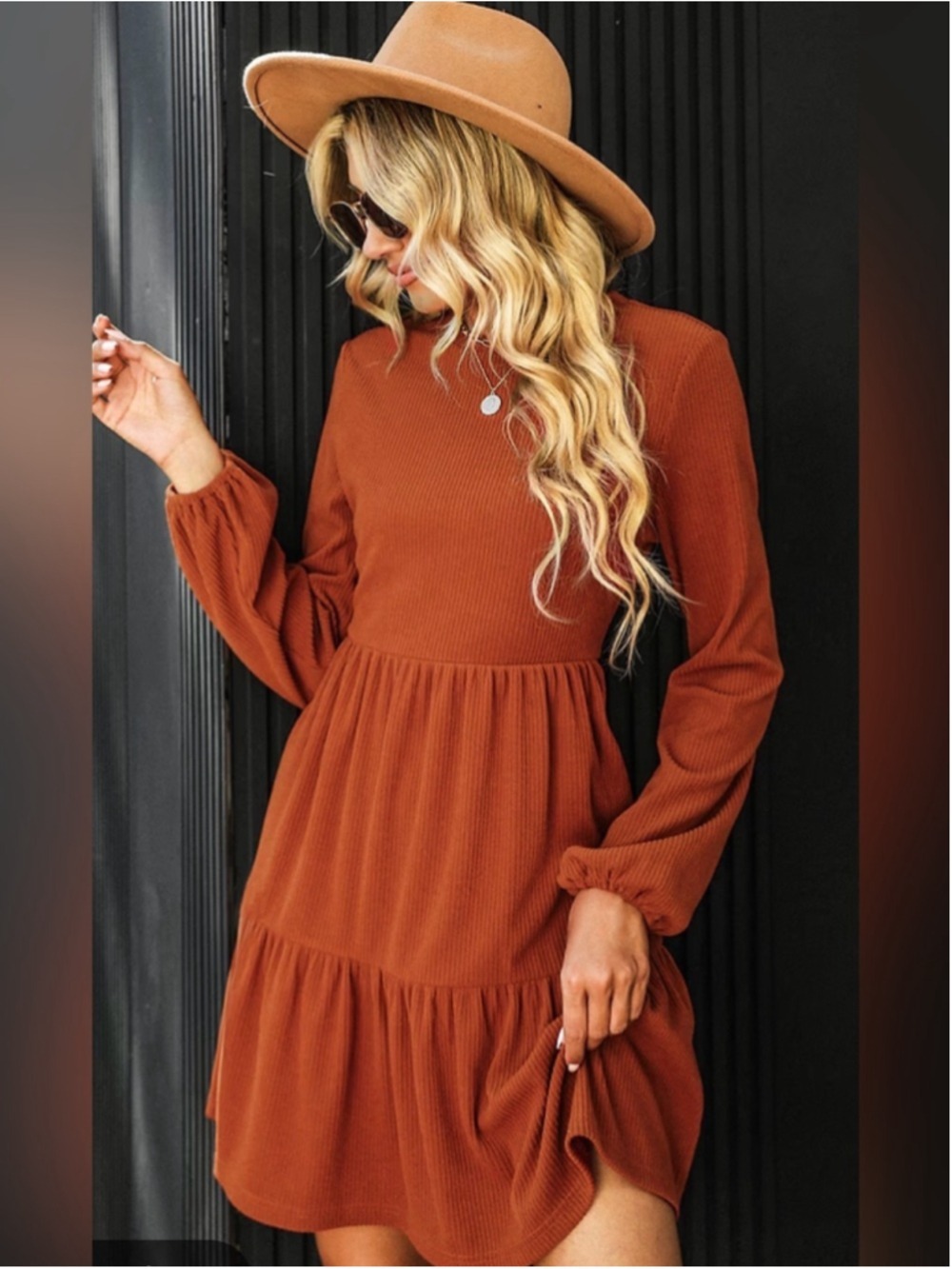 Cupshe Long Sleeve Tiered Midi Dress size M